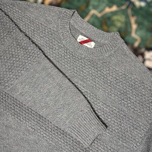 Best Made Co Bubble Knit 100% Merino Wool Fisherman Sweater Textured Gray XL